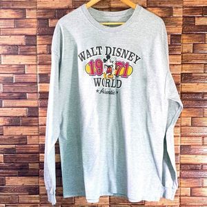 Vintage Authentic 1971 Walt Disney World Mickey Mouse Gray Long Sleeve Shirt Xl